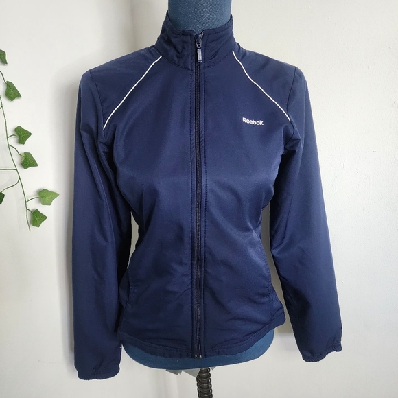 Reebok Navy Blue Track Jacket Mesh Lining - Picture 1 of 9